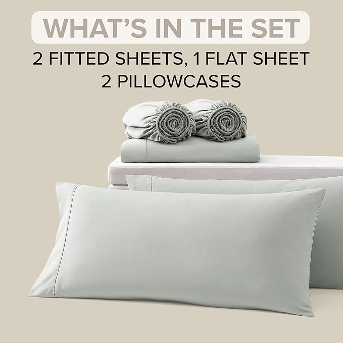 UGG Split King Sheet Set 5-Piece Luxury Cooling Sheets Deep Pockets Premium Bedding with 2 Shams Machine Washable Soft Lightweight Set for Adjustable Bed, Split King, Green (Hedi)