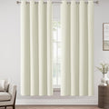 ChrisDowa 100% Blackout Iovry Solid Curtains 72 Inches Long 2 Panels for Bedroom Living Room,Farmhouse Room Darkening Thermal Insulated Soundproof Grommet Top Window Treatment Drapes,52x72