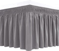 Biscaynebay Wrap Around Bed Skirts for King & Cal King Beds Extra Long Drop of 25", Silver Grey Adjustable Elastic Dust Ruffles Easy Fit Wrinkle Resistant Silky Luxurious Fabric Machine Washable