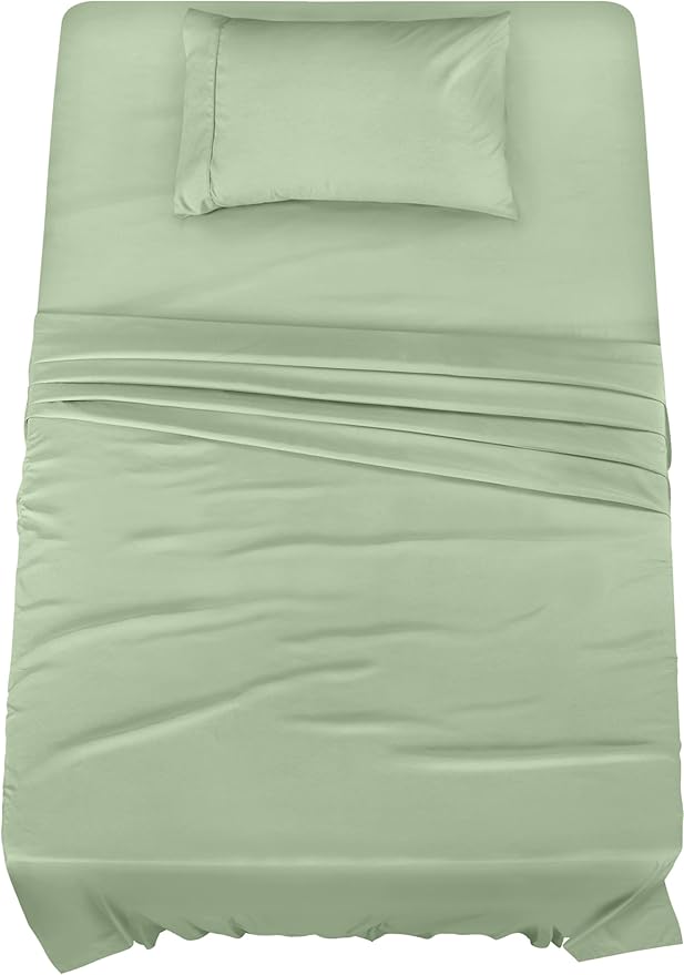 Utopia Bedding Twin Sheet Set – 3 Piece Bed Sheets for Twin Size Bed, Soft and Breathable Microfiber, Includes 1 Fitted Sheet, 1 Flat Sheet and 1 Pillowcase (Sage)