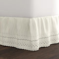 Fresh Ideas Eyelet Bed Skirt, Ruffled Design, 14 Inch Drop, Embroidered Scalloped Edge, Full, Ivory