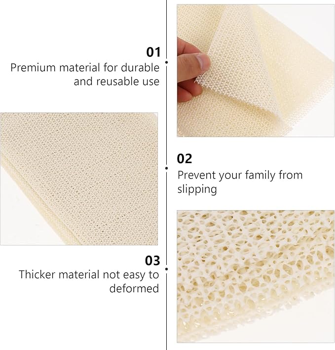 Latex Non-Slip Rug Pad Cushioning Mat Beige Ultra-Thick Protective Floor Grip for Hardwood Multi-Function Anti-Skid Carpet Underlay Noise Reducing Cushioning Pads for Area Rugs