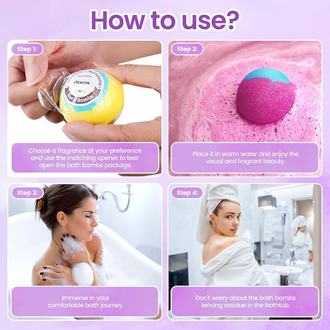 Christmas Bath Bombs, 12 Pack Handmade Bubble Shower Bombs Set, Shea Butter & Individually Wrapped, Present Idea for Her/Him, Wife, Mom Women