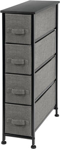 mDesign Narrow Dresser Storage Tower Stand with 4 Removable Fabric Drawers - Steel Frame, Wood Top Organizer for Bedroom, Entryway, Closet - Lido Collection - Charcoal Gray