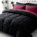 JOLLYVOGUE Full Comforter Set, Ultra-Soft Bed in a Bag Full Size 7 Pieces, Oeko-TEX Certified Bedding Set with Down Alternative Comforter, Sheets, Pillowcases & Shams, Burgundy & Black