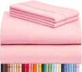 LuxClub 4 PC Sheet Set Bed Sheets Deep Pockets 16" Eco Friendly Wrinkle Free Cooling Machine Washable Hotel Bedding Silky Soft - Baby Pink Full
