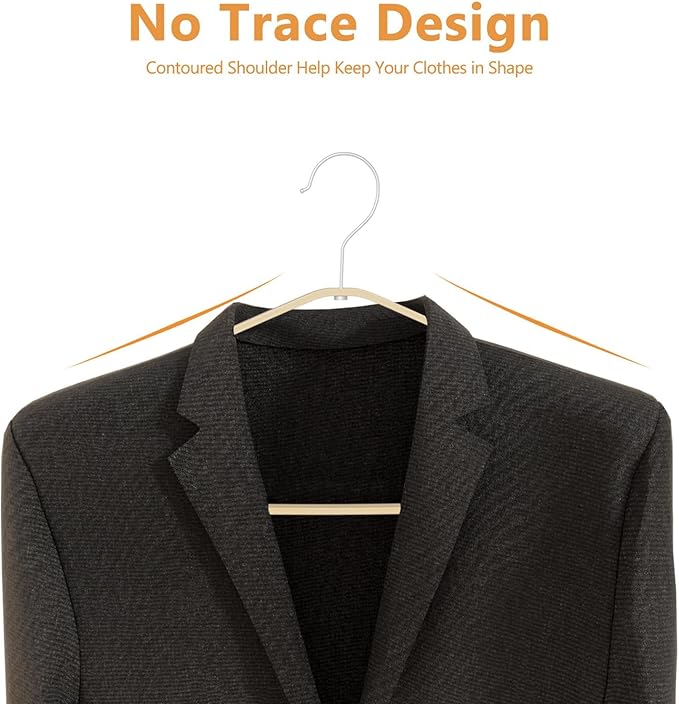 Bamboo Hangers - 30 Pack, Slim & Durable Suit Hangers with 360-Degree Rotatable Hook, for Clothes, Jacket, Shirt, Tank Top, Pant (Natural)