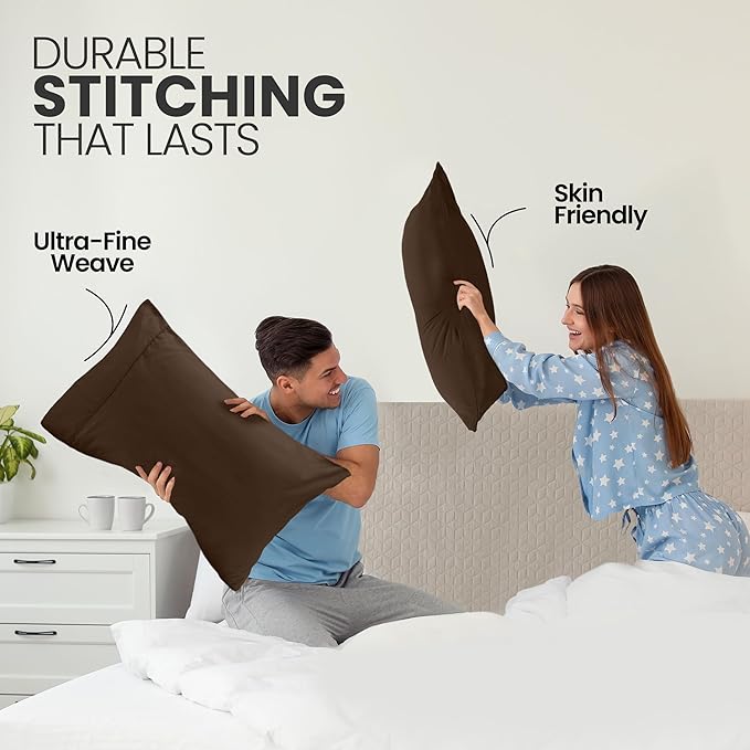 Pillow Covers by Utopia Bedding - Queen Size 2-Pack – Soft Brushed Microfiber – Perfect for Hospitals, Hotels, Guest Rooms – Oeko-TEX Certified, 20x30 Inches (Brown)