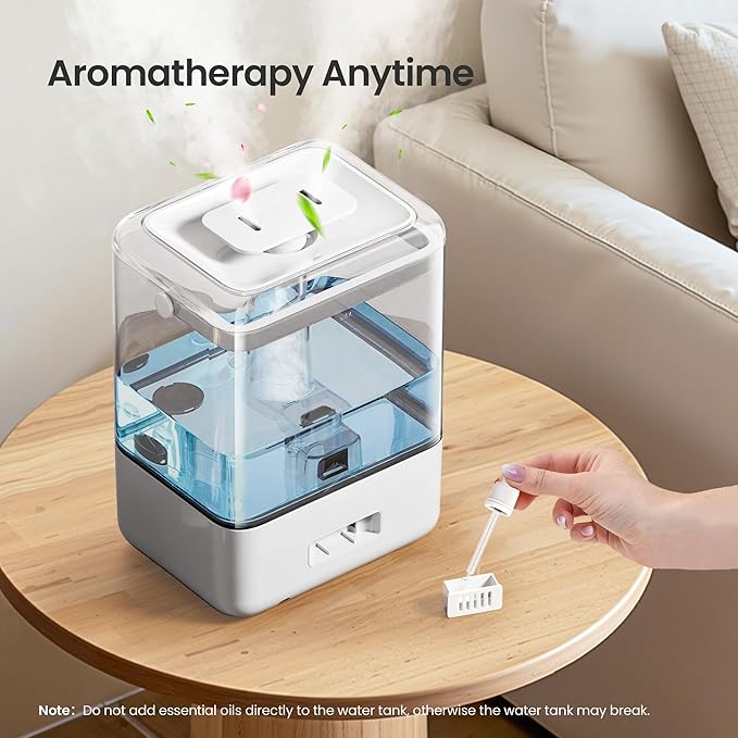 Smart Humidifiers for Bedroom Home, 6L Cool Mist Top Fill Humidifier Large Room with Essential Oil Diffuser, Touch/APP/Voice Control, NightLight Humidifiers for Nursery & Plants (White, 1Pack)