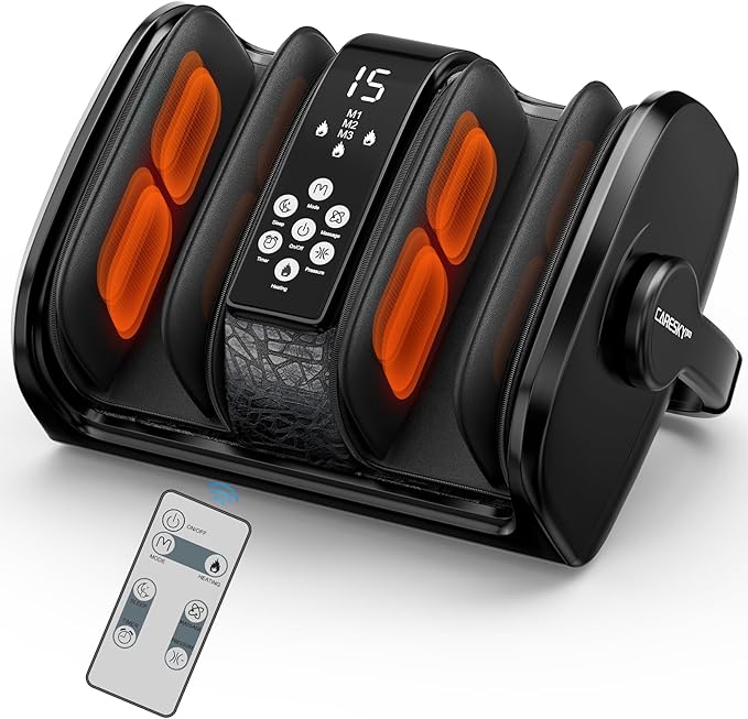 Foot Massager with Heat, 3 Heating Therapy 5 Intensity, Deep Kneading Rolling for Calf-Feet-Arm Circulation, Plantar Fasciitis and Pain Relief