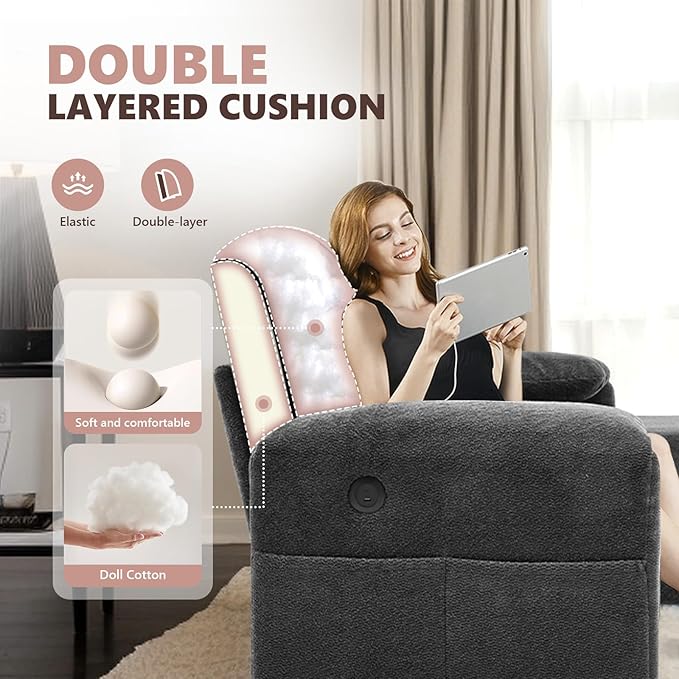 VINGLI Convertible Sofa Bed Couches for Living Room, Sleeper Sofa with Pull Out Couch Bed, Cloud-Like Plush Fleece L-Shape Sectional Couch with Storage Chaise, USB Charging, Side Pockets (Black)