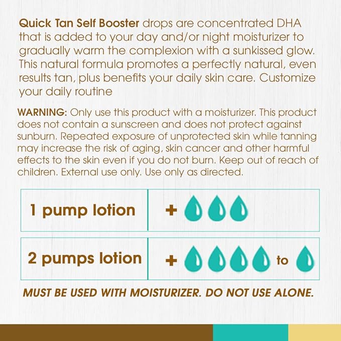 Body Drench Quick Tan Self Tanner Booster Drops – Add to Lotion for Gradual Glow, Sunless Self Tanning Enhancer for Face & Body, 1 fl oz
