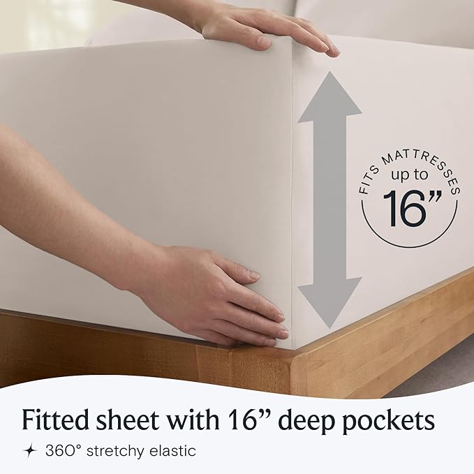 LuxClub 4 PC Sheet Set Bed Sheets Deep Pockets 16" Eco Friendly Wrinkle Free Cooling Machine Washable Hotel Bedding Silky Soft - Linen King
