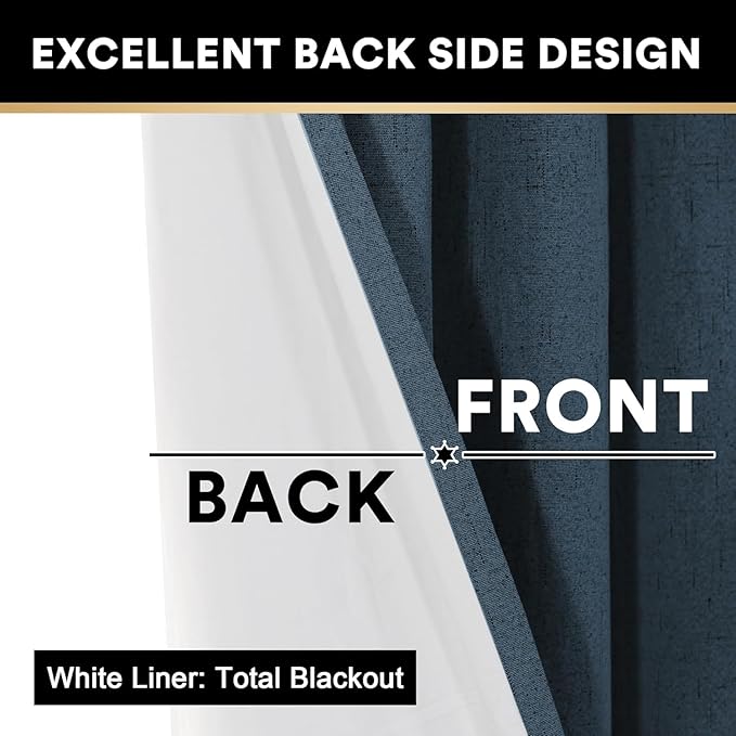 PrinceDeco Blackout Sliding Glass Door Curtain Extra Wide Patio Door Curtains for Sliding Glass Door Thermal Curtains Room Divider Drapes for Living Room/Bedroom,100 X 108 Curtains,Navy