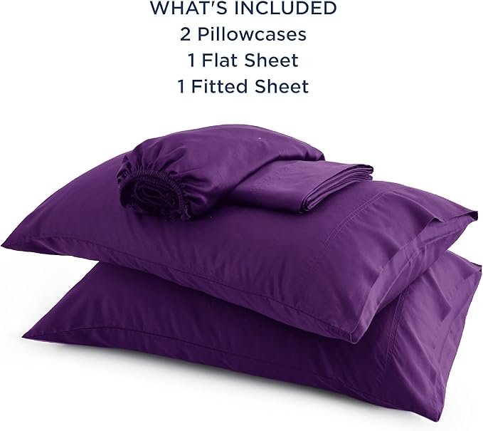 Bedsure Queen Sheet Set, Rayon Derived from Bamboo, Cooling Sheets, Breathable & Soft, Deep Pocket Up to 16 Inches, Hotel Luxury Silky Bedding for Hot Sleepers, Plum