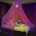 South to East Princess Bed Canopy for Girls with Glowing Stars, Purple Canopy for Girls Room, Bed Canopy Curtains from Ceiling for Twin Beds, Full Size Beds, Ideal Gift for Kids