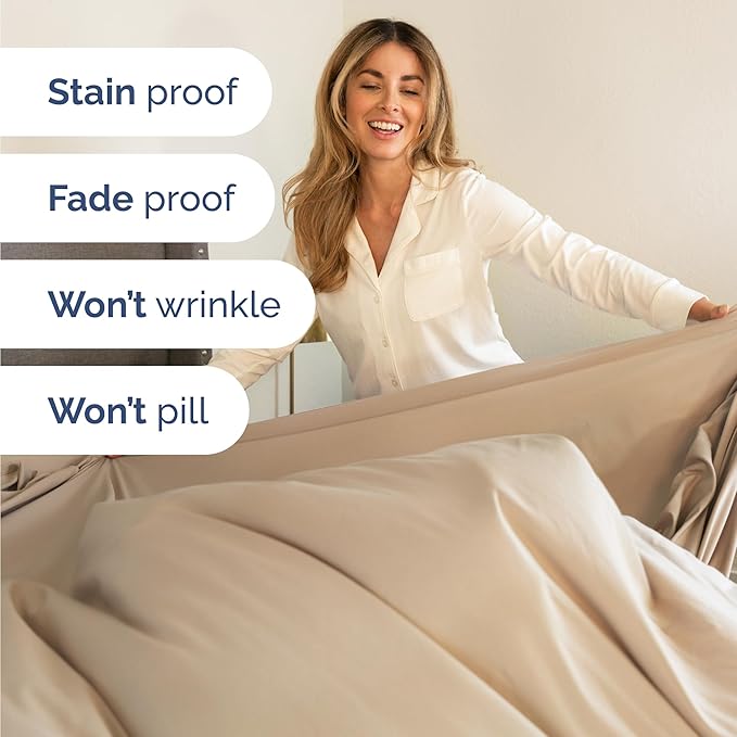Twin 4 Piece Sheet Set - Cooling, Comfy & Breathable - Hotel Luxury Bedding, Includes Fitted Sheet for Women, Men, Kids and Teens - 1 Flat, 1 Fitted Sheet, 2 Pillowcases with Deep Pockets - Cream