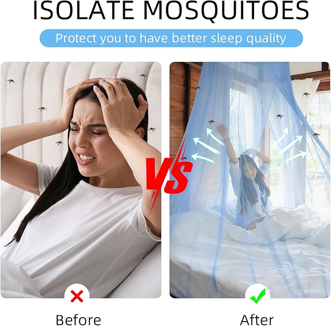 4 Corners Mosquito Net for Mosquiteros para Camas Bed Canopies Netting Bed Drapes Rectangular Mosquito Mesh for Camping Home Outdoor Travel (Blue,L75 X W47 X H59 Inch,1 Opening)