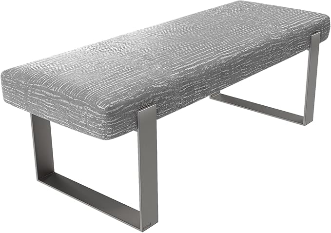 VANT Upholstered Bed Bench - Metallic Silver - Brushed Nickel - Contemporary Modern, Bedroom Bench Seat, Hallway, or Entryway