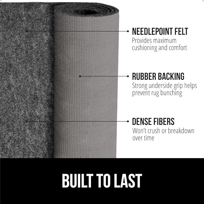 GORILLA GRIP Felt and Natural Rubber Stay in Place Slip Resistant Rug Pad, 1/8in Thick, 2x3 FT Protective Padding Under Area Rugs, Cushioned Gripper Pads, Carpet Runners, Hardwood Floors Protection
