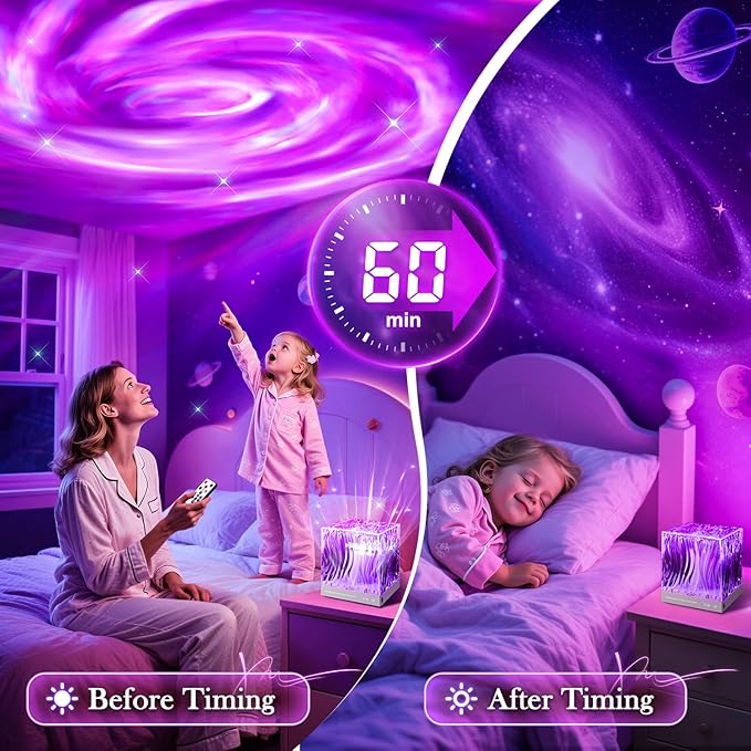Galaxy Projector for Bedroom,18-Color Solar System Kids Night Light Projector for Bedroom,Remote Night Light for Kids Flower Lamp Tornado lamp Pink Lights,17 Year Old Girl Gift Ideas Purple Room Decor