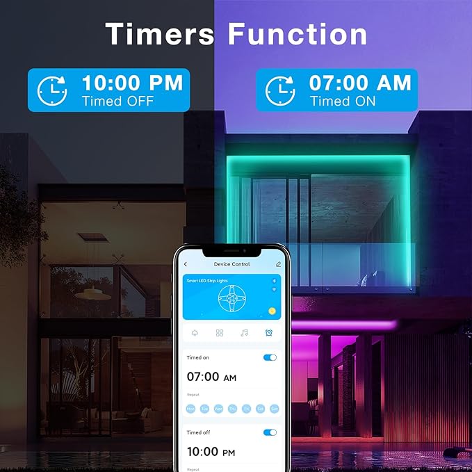 DAYBETTER IP65 Waterproof Led Strip Lights, Smart WiFi LED Lights Work with Alexa and Google Assistant, Color Changing Lights with APP Control, Suit for Bedroom, Bathroom, Home Decor, Outdoor, 32.8ft