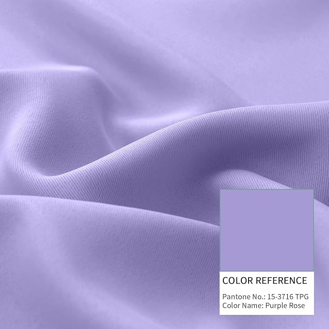 BGment Short 100% Blackout Curtains for Bedroom, Thermal Insulated Energy Efficiency Noise Reducing Grommet Curtains 45 Inch Length with Liner for Small Window 2 Panels Each 52 Inch Wide, Lavender