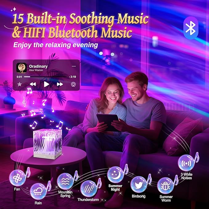 PIKOY Shower Lamp Shower Lights White Noise Sound Machine for Sleep Adults, Bluetooth+15 White Noise Machine Baby Sound Machine Baby, 18 Colors Shower Light Party Lights Indoor, Remote Warm Light Lamp