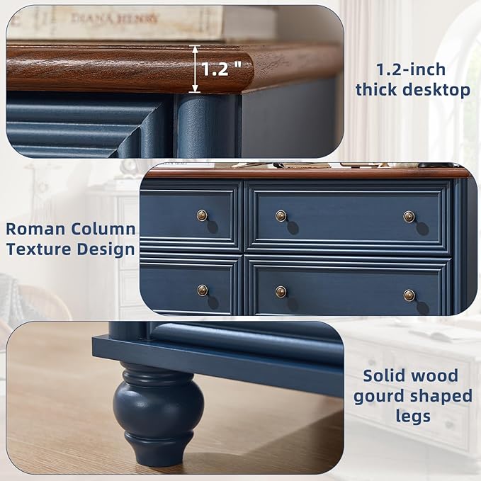 Farmhouse Dressers & Night Stand Set of 4, Wood 54" Wide Dresser & 45" Tall Chest of Drawers, 18" with Charging Station Nightstand Set of 2, Bedroom Furniture Dresser Set for Home Living Room Hallway