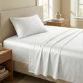 Beckham Hotel Collection Twin XL Sheet Set 100% Cotton, 500TC Luxury Sateen Bedding, 16” Deep Pocket, Moisture-Wicking, 3-Piece, White