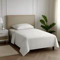 Carressa Linen Striped Egyptian Cotton Sheets Twin XL Size - 600 Thread Count 3 PC Damask Twin XL Sheets Deep Pockets, Sateen Weave College Dorm Bedding Twin XL, Fits Mattress Upto 18" - Ivory
