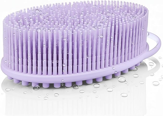 Silicone Body Scrubber for Shower - Gentle Exfoliating Back Scrubber with Soft Bristles - Avilana Premium Dual Sided Bath Brush Massage - Loofah Alternative for Sensitive Skin - Gift Women Men