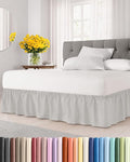 Wrap Around Dust Ruffle Bed Skirt - French Grey - for King Size Beds w/ 12 Inch Drop - Easy Fit Elastic Strap - Adjustable Pleated Bedskirt w/Brushed Fabric - Wrinkle Free, Women, Men, Kids & Teens