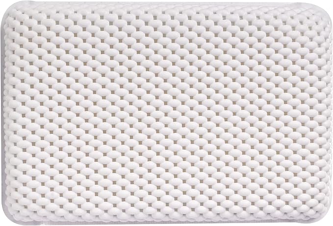 OSVINO Bath Pillow Thick Comfy Drainage for Jetted Tub Spa Cushion with 8 Suction Cups, White, 7.5"x11.5"x2"