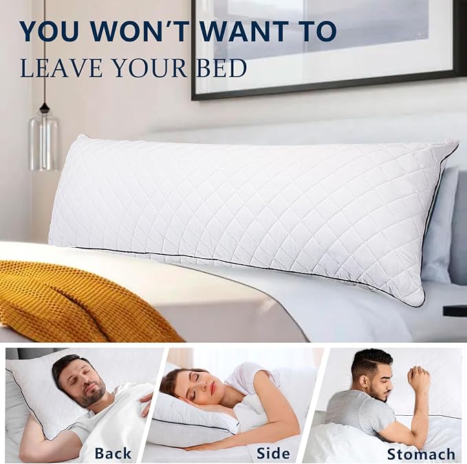 Body Pillow, Memory Foam Body Pillows for Adults Sleeping, Long Pillow for Bed, Big Large Firm Full Body Pillow for Side Sleeper, 20x54 Inch, White