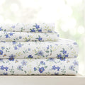Linen Market Double-Brushed Patterned Microfiber California King Sheet Set 4 Piece – OEKO-TEX Certified Ultra Soft & Wrinkle-Free - 16" Deep Pocket Sheets Easy Care Cal-King Size - Blossoms Light Blue