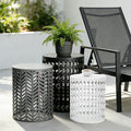Nesting Outdoor Side Table, Small Round Metal Coffee Tables Set of 3, Stacking End Table for Garden Apartment Small Space, 176lbs, Bedside Tables, Nightstand, Plant Stand