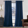 Navy Blue Velvet Blackout Curtains 96 Inches for Bedroom, Elegant Privacy Room Darkening Thermal Insulated Curtain Soft Luxury Window Drapes for Living Room,Back Tab Rod Pocket, W52 x L96, 2 Pcs