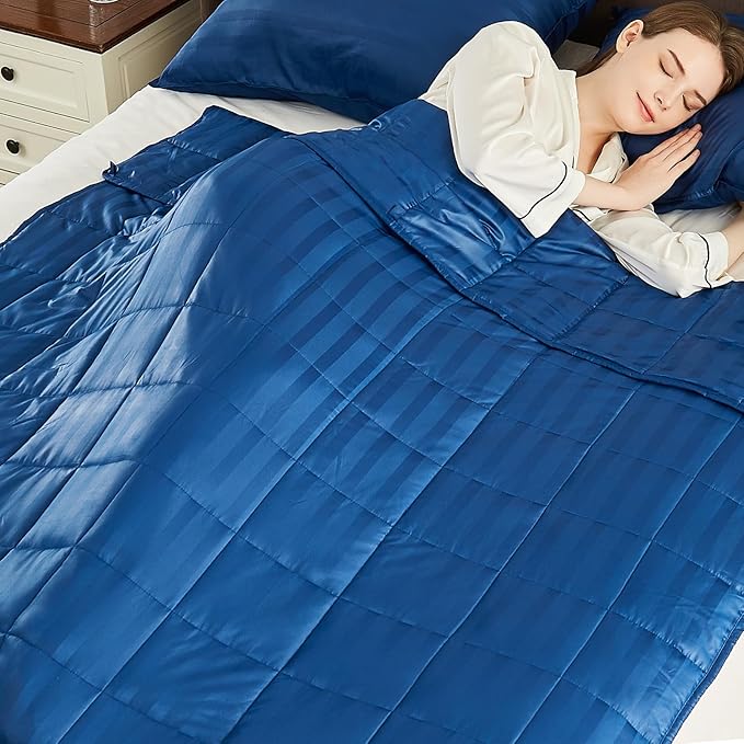 Weighted Blanket Queen/King Size (80"x87" 17lbs),Ultra Soft and Cozy Cooling Weighted Blanket for Adult,Heavy Blanket with Machine Washable Soft Blanket, Navy Blue