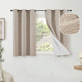 40 Inch Length Linen Blackout Curtains for Short Cafe Window, Thermal Insulated Light Blocking Soundproof Privacy Burlap Curtains 2 Panels, Each 38 Inch Wide Beige