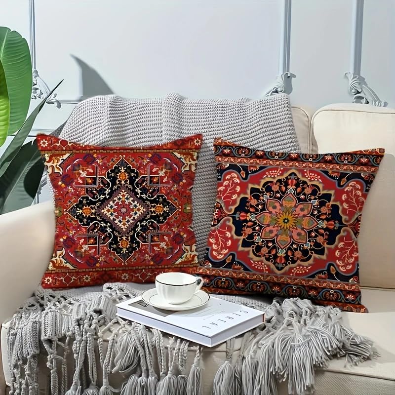 4pcs, Bohemian Ethnic Style Carpet Pattern Throw Pillow Covers, Printed Throw - Image 2