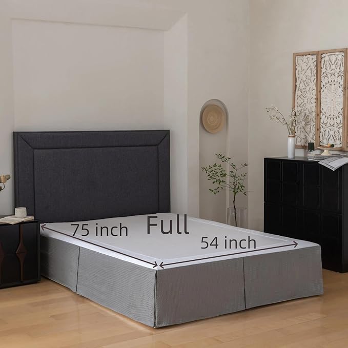 Full Bed Skirt, Wrap Around Bed Skirt with Pleated Corner, 16 Inch Drop Pleated Waffle Weave Bedskirts, Anti-Slip, Microfiber, Grey, 16'' Full