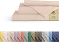 Linen Home 100% Cotton Percale Sheets Full Size, Sand Shell, Deep Pocket, 4 Pieces Set - 1 Flat, 1 Deep Pocket Fitted Sheet and 2 Pillowcases, Crisp Cool and Strong Bed Linen