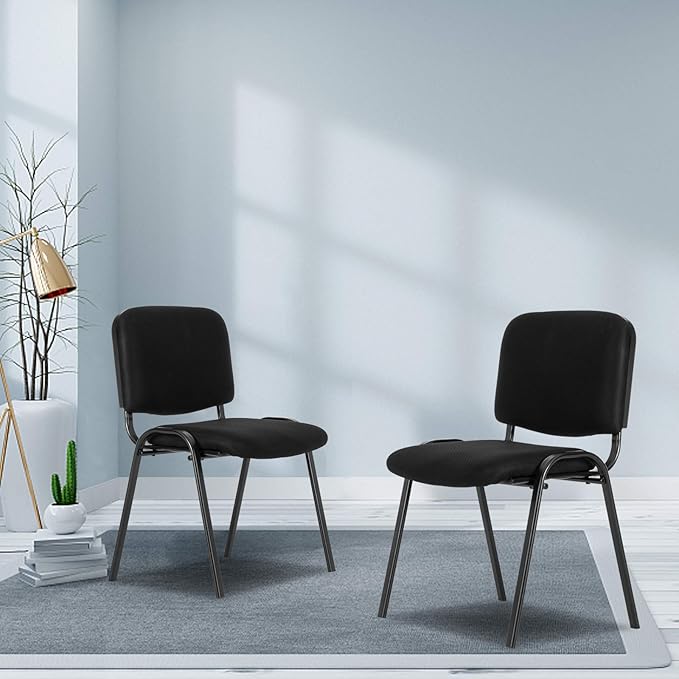 VINGLI Black Mesh Chairs - 10-Pack Stackable Armless Chairs for Office, Church, Conference & Meeting Rooms