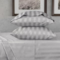 URBANHUT 800 Thread Count 100% Cotton Damask Full Size Sheets, 4 Piece Striped Full Size Bedsheets, Luxury Hotel Sheets Sateen Weave - Better Than Egyptian, 16" Elasticized Deep Pocket- Silver Grey