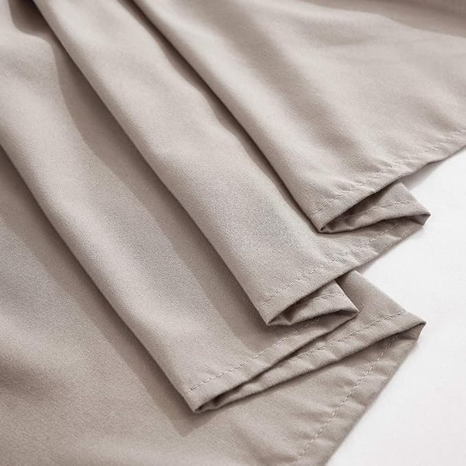 MEILA Wrap Around Bed Skirt Three Fabric Sides Elastic Dust Ruffled 14 Inch Tailored Drop,Easy to Install Fade Resistant-Taupe, Twin/Full
