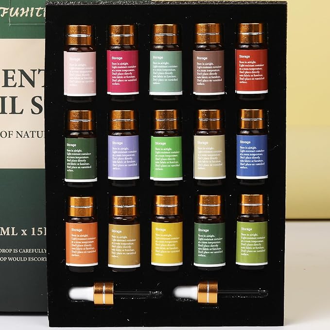 Essential Oils by FUHITIM,15 Pcs Essential Oil Set - for Diffuser, Massage, Fragrance Oil Scent for DIY Candle and Soap Making (15 * 5ML)