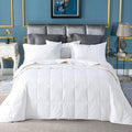 Globon Summer Down ComforterBlanket Queen Size, Extra Lightweight Duvet Insert for Hot Sleepers, Noiseless & Extra Soft,90x90 inches,10 Ounce Fill Weight, White