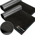 GORILLA GRIP Waterproof Traffic Guard Door Mat, 2 Pack Heavy Duty Entryway Mats, Strong Rubber Back Commercial Utility Rugs for Office Hallway, Garage Floor and Home, Low Profile Carpet, 29x17, Black