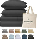 Cloud Scape Linen 100% Egyptian Cotton Sheets Full Size, 4 Pieces Luxury Bedding Set, 400 Thread Count,Hotel Quality, Silky Soft, Deep Pockets up to 17, Charcoal